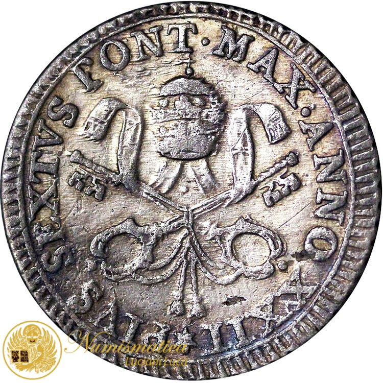 STATO PONTIFICIO 2 Carlini Romani 1796 An. XXII PIO VI 1775-99 Ag RARA Q.SPL #2212