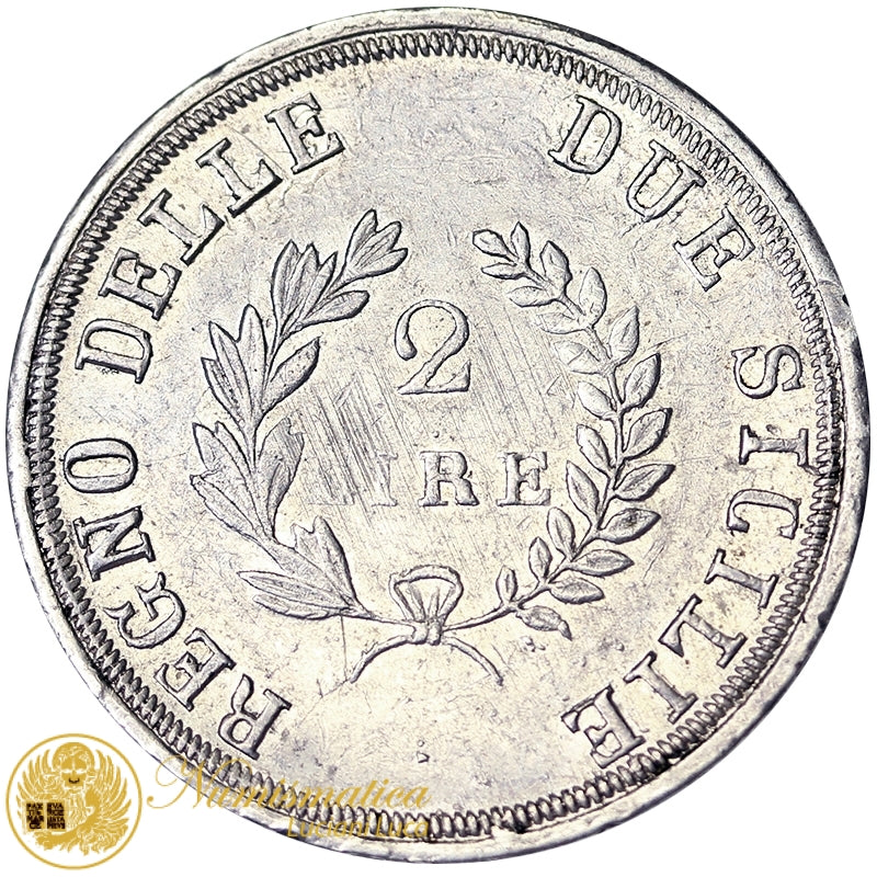 NAPOLI Gioacchino Napoleone 2 Lire 1813 Ag SPL #PV365