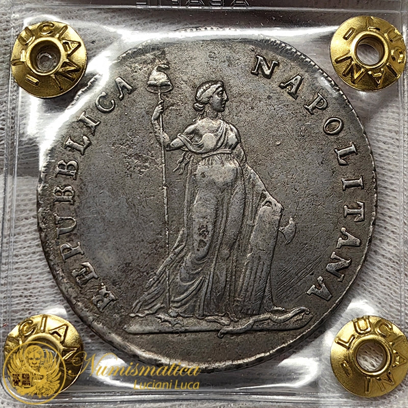 REPUBBLICA NAPOLITANA 12 Carlini o Piastra 1799 An.VII Ag Q.Spl #PV261