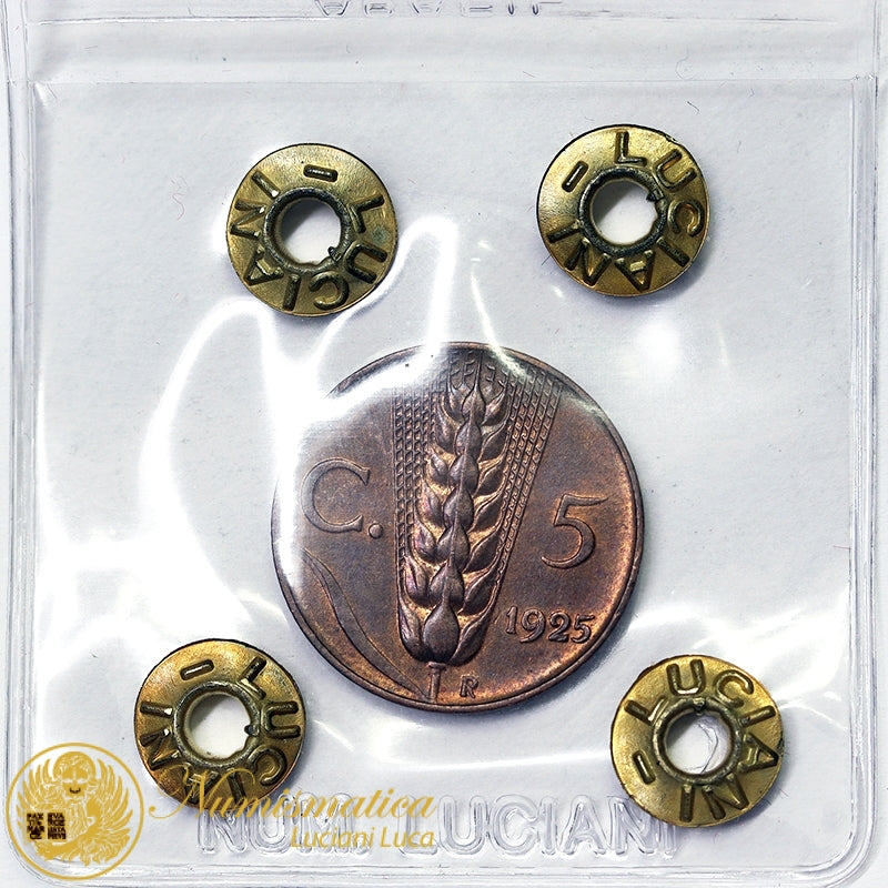 VITTORIO EMANUELE III 5 Centesimi 1925 SPIGA Fdc rame rosso #P272