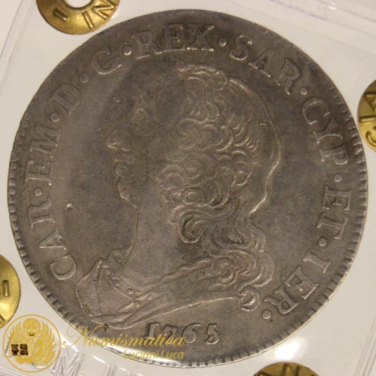 REGNO DI SARDEGNA Carlo Emanuele III Mezzo Scudo 1765 BB RARO #PV308