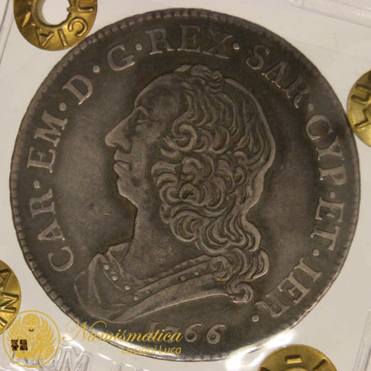 REGNO DI SARDEGNA Carlo Emanuele III Mezzo Scudo 1766 BB RARO #PV309