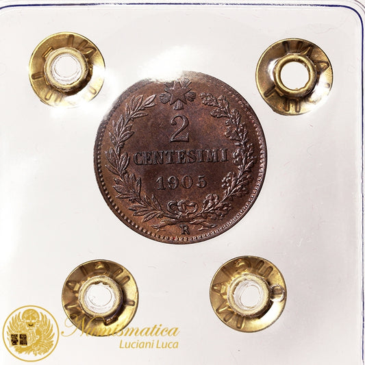 VITTORIO EMANUELE III 2 Centesimi 1905 Valore Rame Rosso NON COMUNE Fdc #P121
