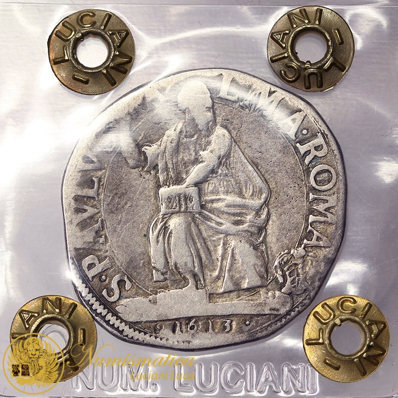 STATO PONTIFICIO Paolo V 1605-21 TESTONE con San Paolo 1613 Q.BB Raro #PV423