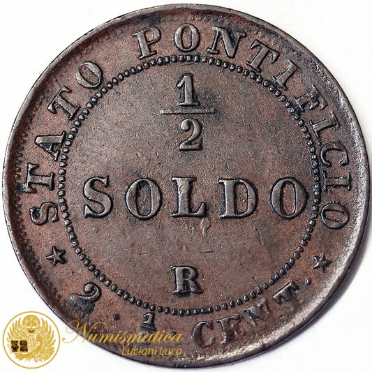 STATO PONTIFICIO Pio IX An. XXII 1/2 Soldo 1867 Spl #5976