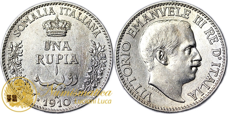 SOMALIA ITALIANA 1 Rupia 1910 VITTORIO EMANUELE III Rara Q.Spl #1365