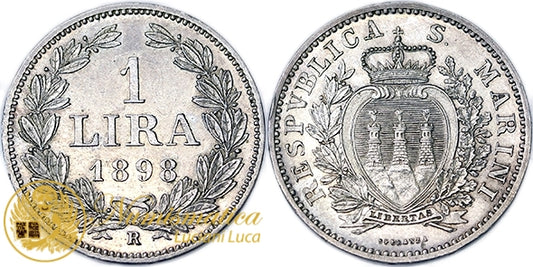 SAN MARINO 1 Lira 1898 Roma Vecchia Monetazione R Spl/Q.Fdc #5731