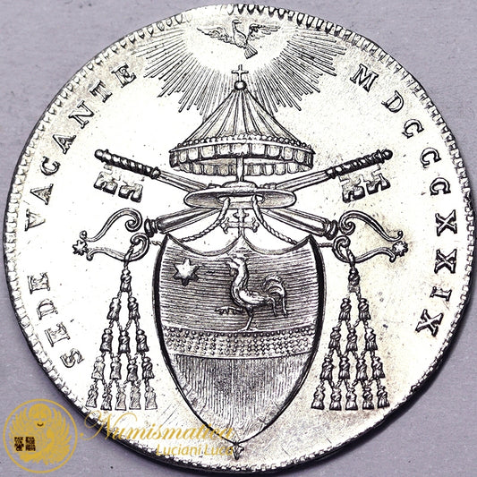 STATO PONTIFICIO Sede Vacante MEZZO SCUDO 1829 Zecca di Bologna Ag Spl/Q.Fdc RR #PV352