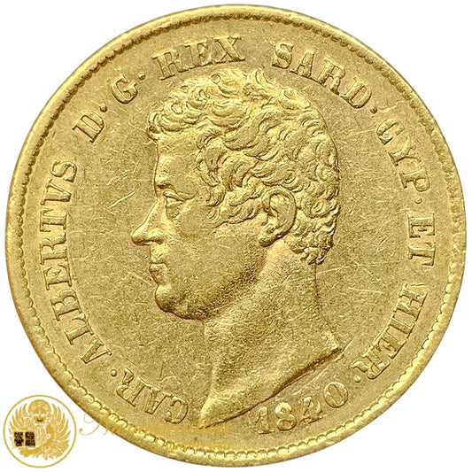 20 Lire 1840 Genova Au Carlo Alberto Regno di Sardegna BB+ #PV245