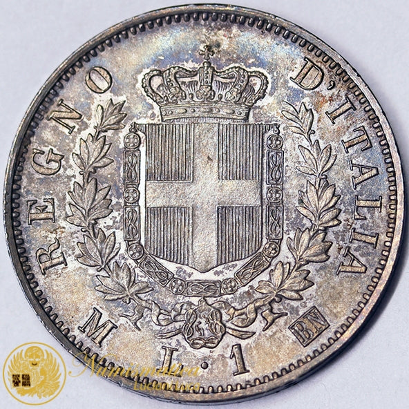 VITTORIO EMANUELE II 1 Lira 1867 Milano Ag Fdc #P14