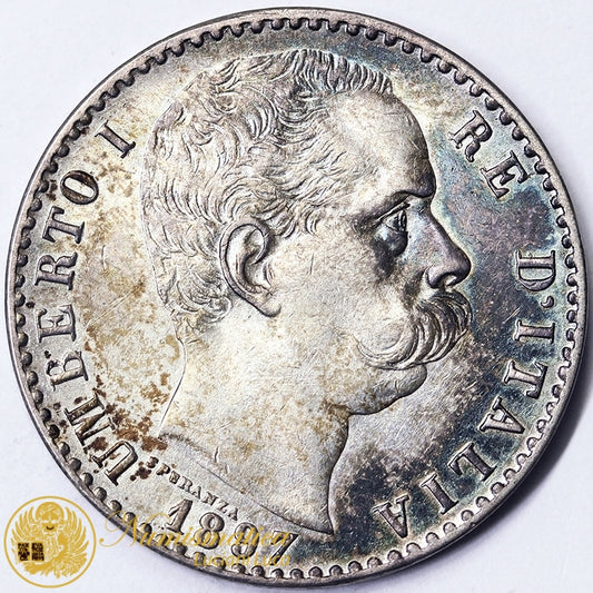 UMBERTO I 2 Lire 1897 Zecca Roma Non Comune Spl #PV278