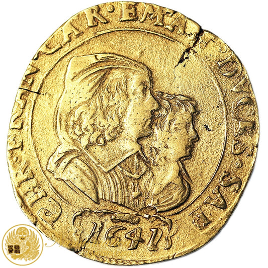 CARLO EMANUELE II 4 Scudi 1641 (reggenza 1638-48) Au R2 BB #4732