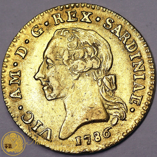 REGNO DI SARDEGNA Vittorio Amedeo III 1773-96 DOPPIA 1786 Torino Au Spl/Q.Fdc Non Comune #PV363