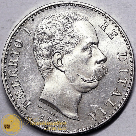 UMBERTO I 2 Lire 1886 Roma Ag Non Comune Q.Fdc/Fdc #PV300