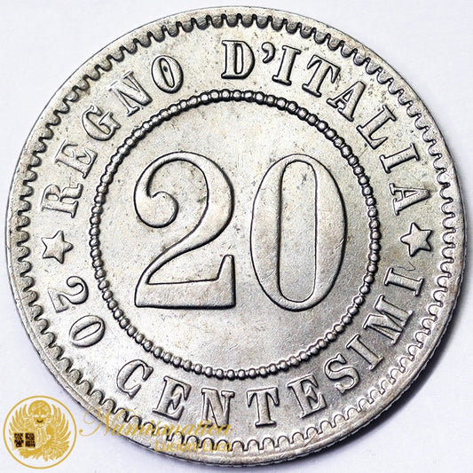 UMBERTO I 20 Centesimi 1894 KB zecca BERLINO Nichel Fdc #1910