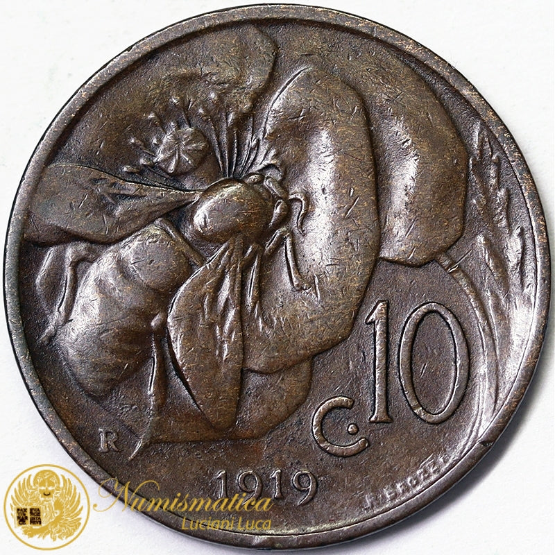 VITTORIO EMANUELE III 10 Centesimi 1919 Molto Rara BB #PV238