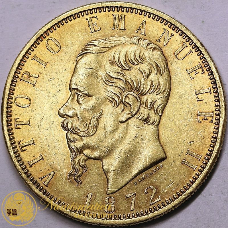 VITTORIO EMANUELE II 100 Lire 1872 REGNO D'ITALIA Au Molto Rara Spl/Q.Fdc #PV310