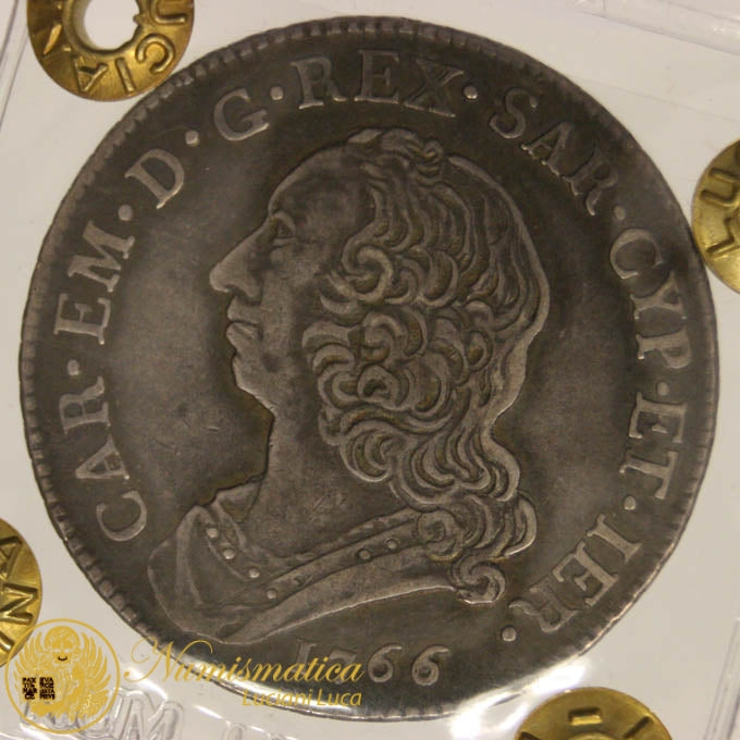 REGNO DI SARDEGNA Carlo Emanuele III Mezzo Scudo 1766 BB RARO #PV309