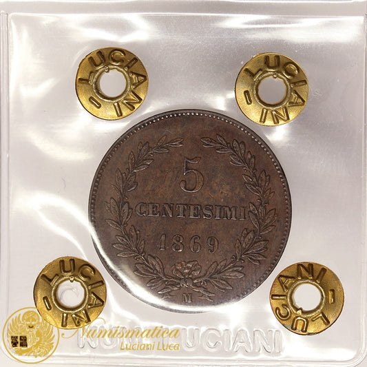 SAN MARINO I^ Monetazione 5 Centesimi 1869 Milano Cu Spl+ #P61