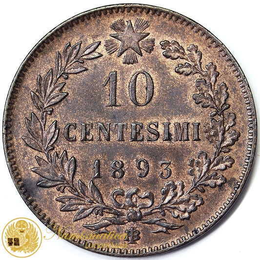 UMBERTO I 10 Centesimi 1893 zecca Birmingham Spl/Q.Fdc #P573