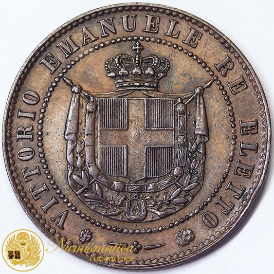 VITTORIO EMANUELE II Re Eletto 5 Centesimi 1859 zecca Birmingham Spl #P566