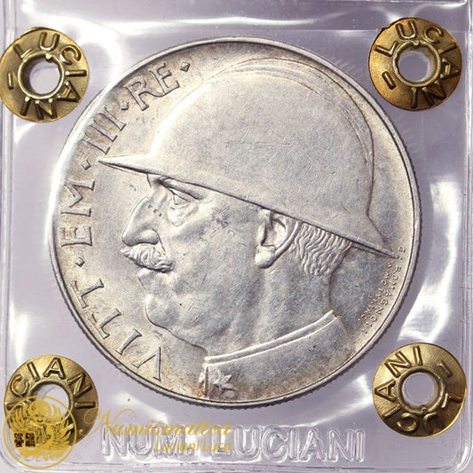 VITTORIO EMANUELE III 20 Lire 1928 Elmetto Ag Q.Fdc RARO #PV460