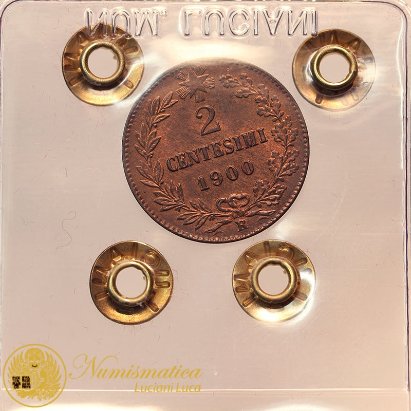 UMBERTO I 2 Centesimi 1900 Rame Rosso Fdc #PV433