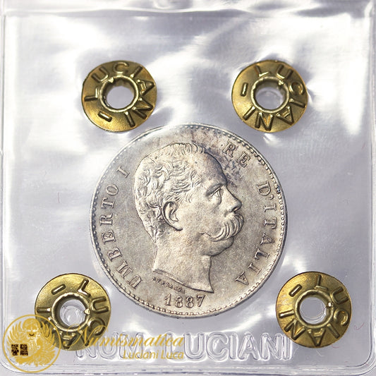 UMBERTO I 1 Lira 1887 Milano Ag Fdc Eccezionale #PV346