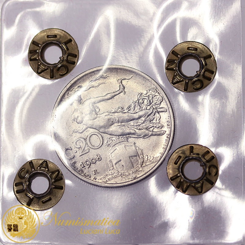 VITTORIO EMANUELE III 20 Centesimi 1908 Q.Fdc #PV775