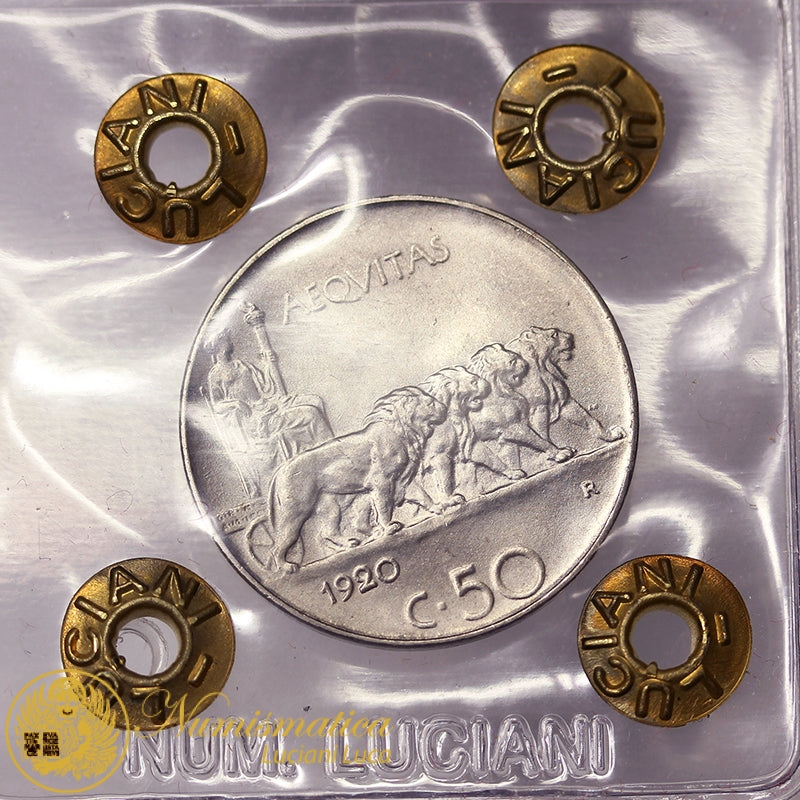 VITTORIO EMANUELE III 50 centesimi 1920 bordo liscio Q.Fdc/Fdc #PV728