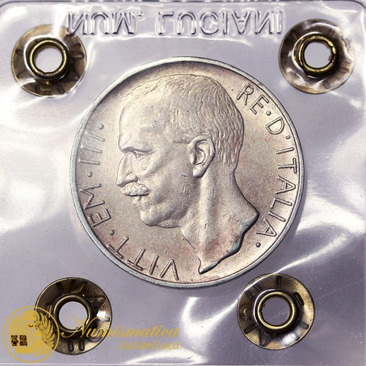 VITTORIO EMANUELE III 10 Lire 1928 due Rosette Q.Spl R2 MOLTO RARO #PV132a