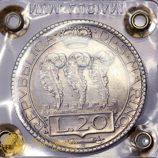 SAN MARINO 20 Lire 1936 Q.Spl RARA #PV759