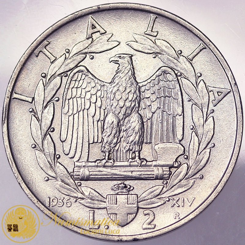 VITTORIO EMANUELE III 2 Lire 1936 BB+ RARO #PV120