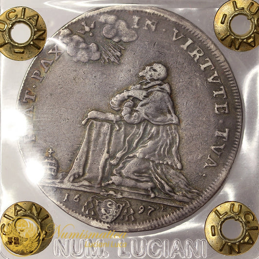 STATO PONTIFICIO Innocenzo XII 1691-1700 Mezza Piastra 1697 RARA BB #PV197