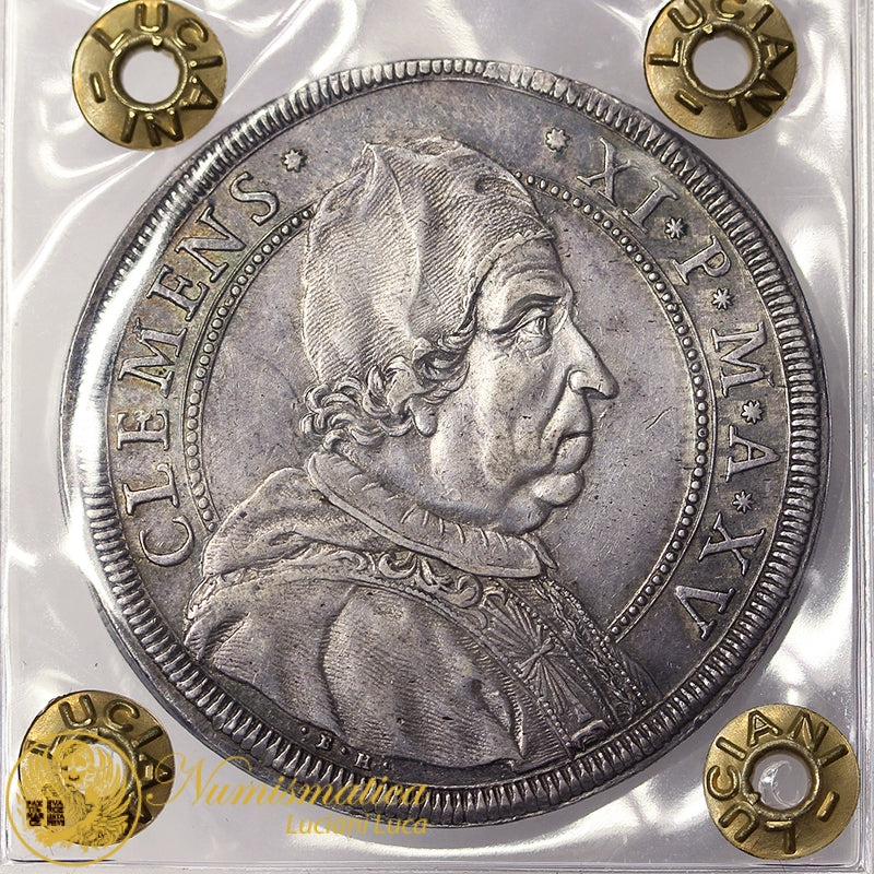 STATO PONTIFICIO Clemente XI 1700-21 Piastra An. XV Ag Molto Rara Spl ##39
