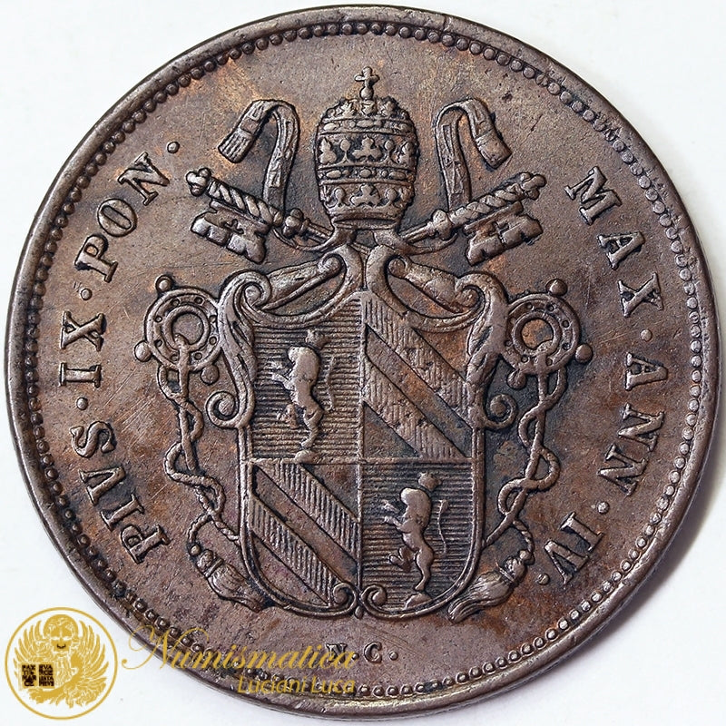 STATO PONTIFICIO 2 Baiocchi 1849 Roma PIO IX An. IV BB+ #4543