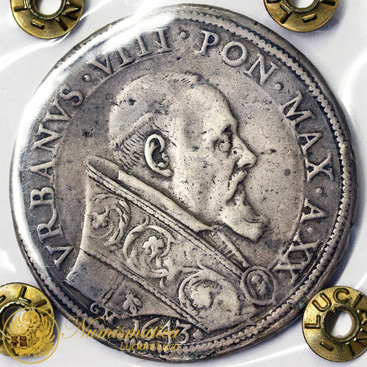 STATO PONTIFICIO Urbano VIII 1623-44 Piastra 1643 Beata Vergine con nimbo di stelle RARA Q.BB #P484