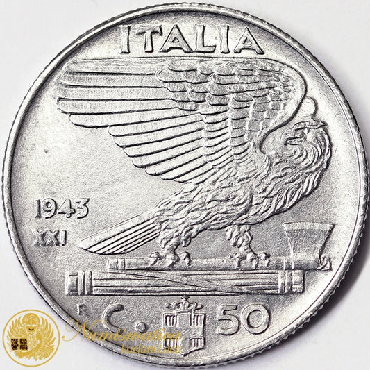 VITTORIO EMANUELE III 50 Centesimi 1943 Impero Q.Fdc #6409
