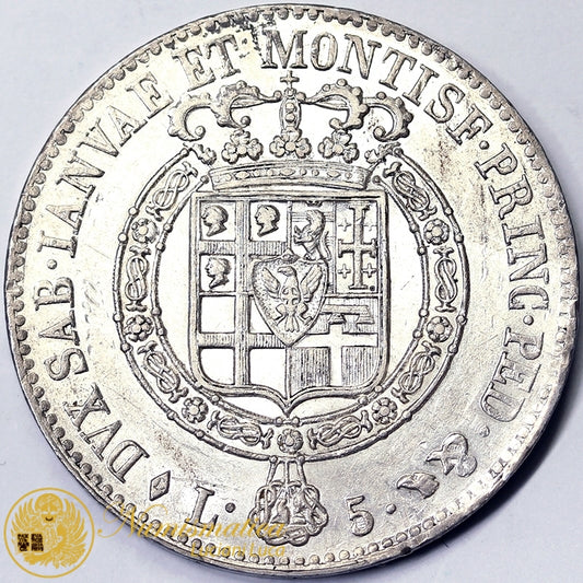 REGNO DI SARDEGNA 5 Lire 1819 Torino VITTORIO EMANUELE I 1802-21 Ag RARO Q.Fdc #PV418