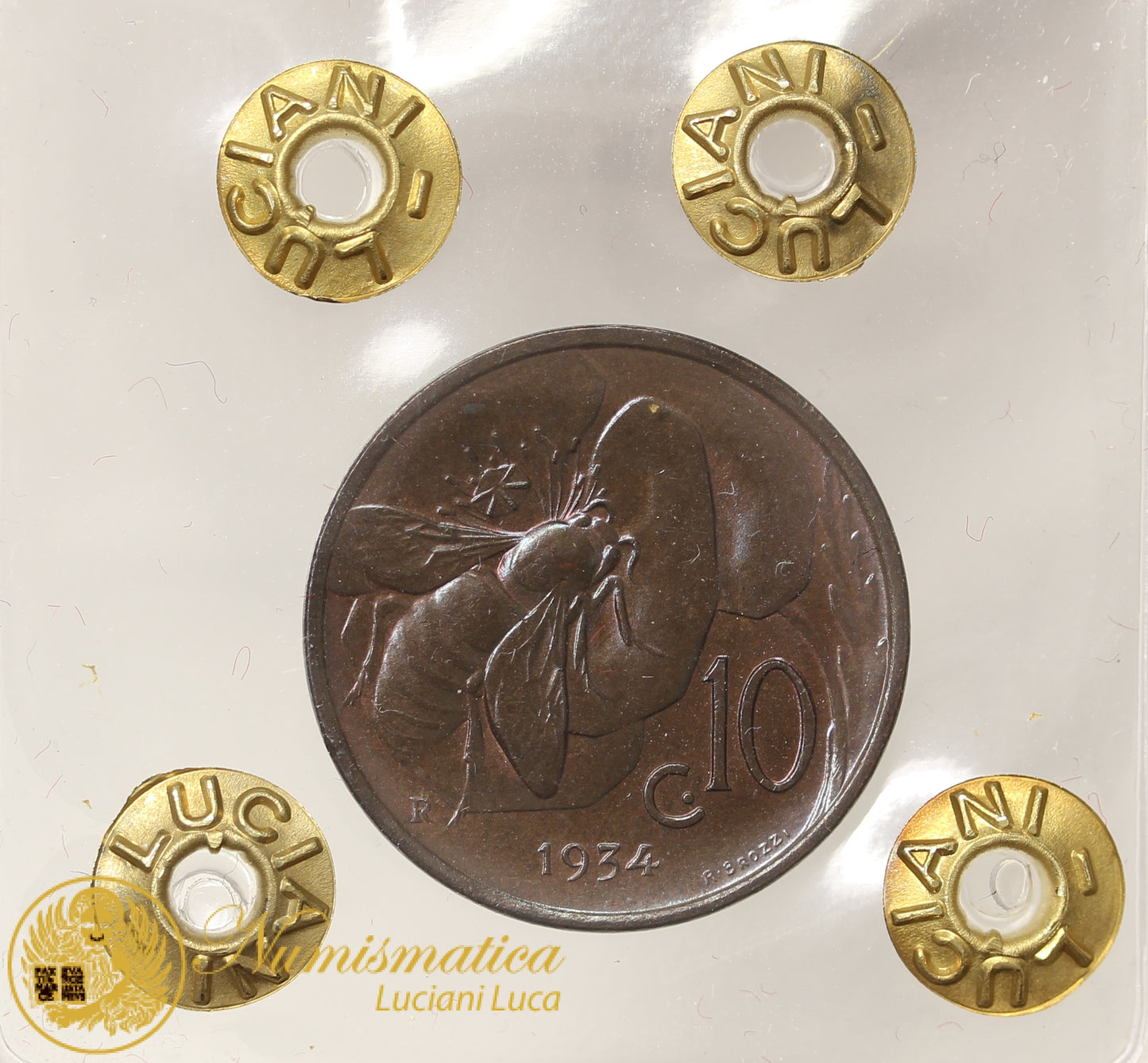 VITTORIO EMANUELE III 10 Centesimi 1934 rame rosso scuro Fdc #PV232